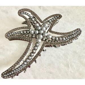 Gun metal color grey pearl metal starfish hair claw
